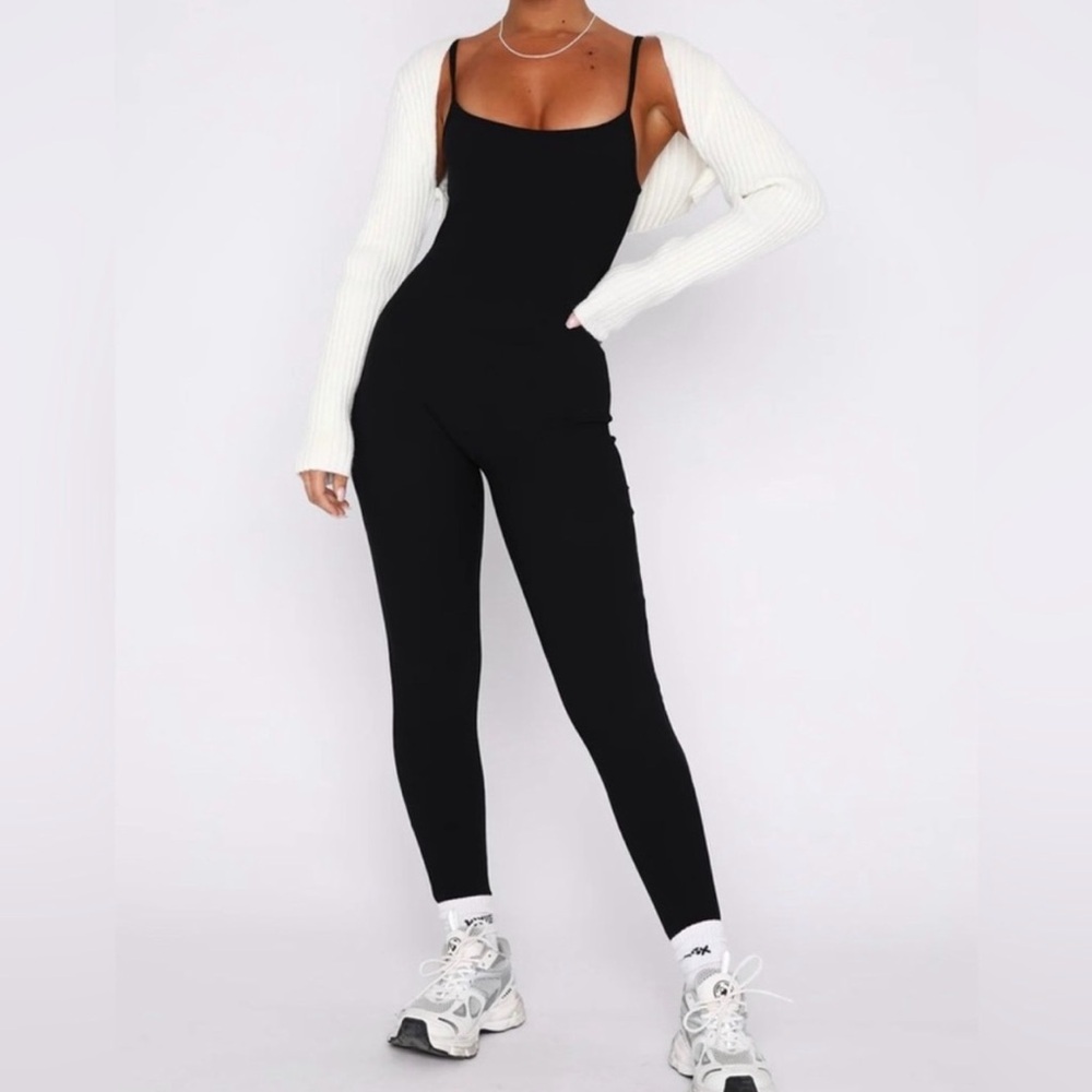 White Fox Boutique Black Spaghetti Strap Jumpsuit